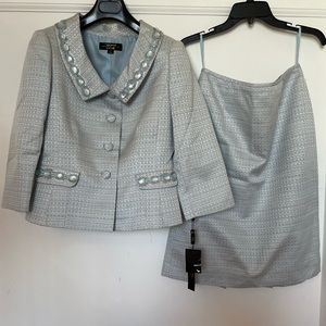 Tahari Formal Suits Rhinestone Blue Size 6 $340 Brand New